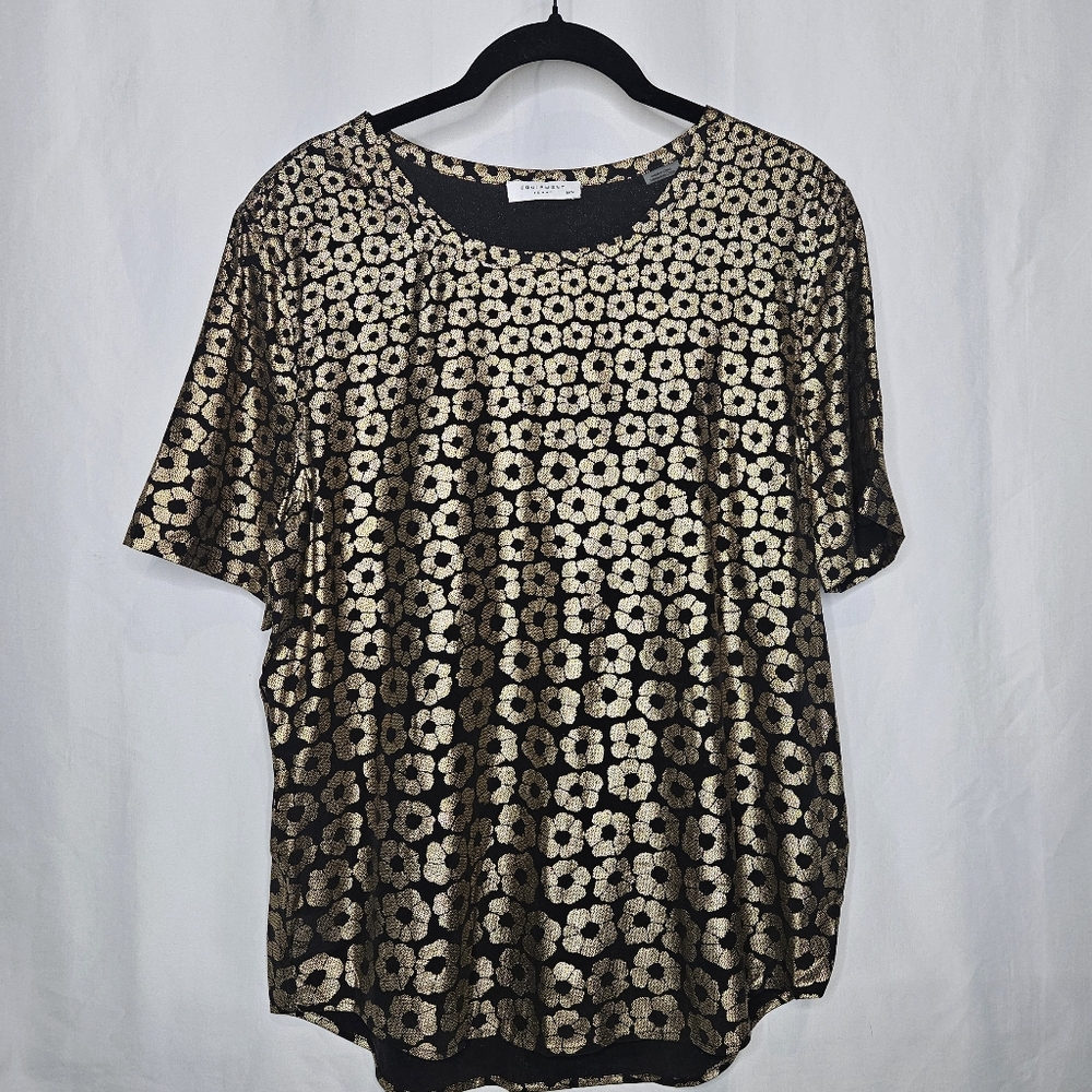 Equipment Femme 'Riley' Metallic Gold Flowers Silk Tee